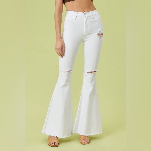 High Rise Distressed Ultra Flare Bell Bottom Jeans - Vibrant M.i.U - Picture 6 of 8